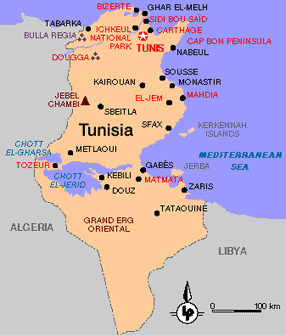 Tunesie landkaart